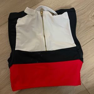 Five Dancewear red, white, black, cropped top